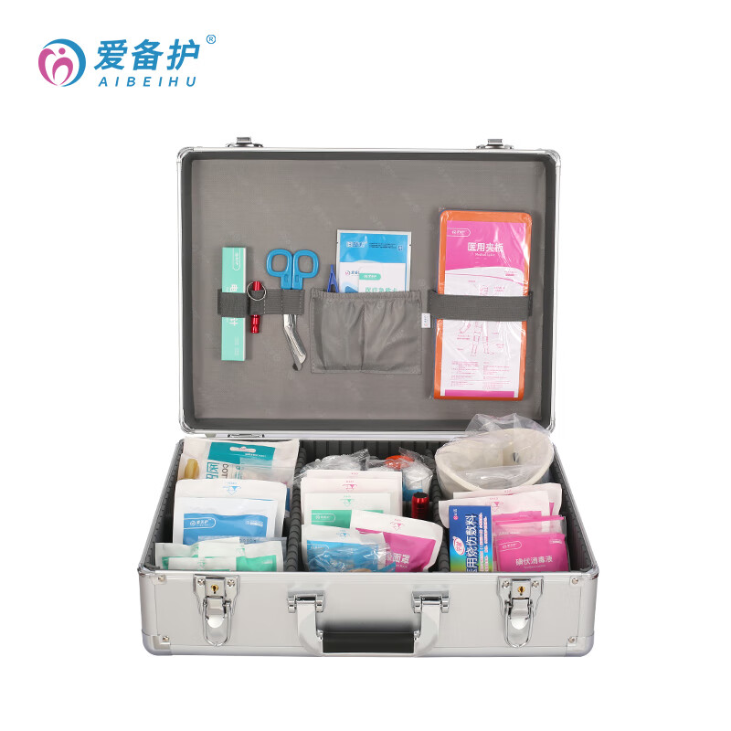 爱备护 综合急救箱 铝合金手提综合 ABH-S005A  金属银 铝合金边框、铝塑面板  含36种148件急救用品 银色