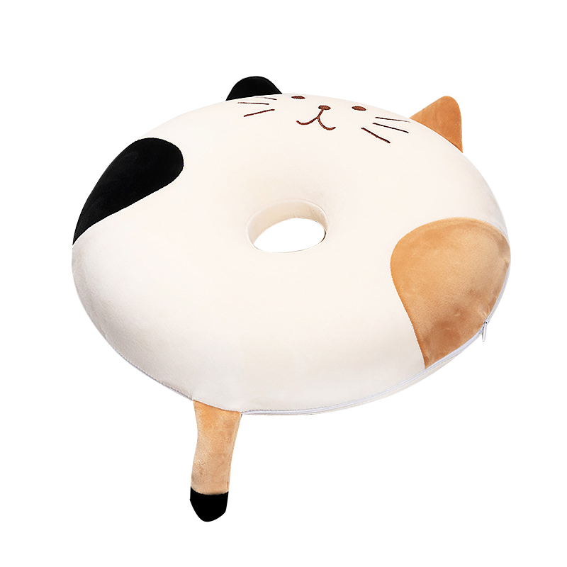 三极  TP1228 学生加厚圆形中空座垫   直径40cm 动物型 白色猫咪