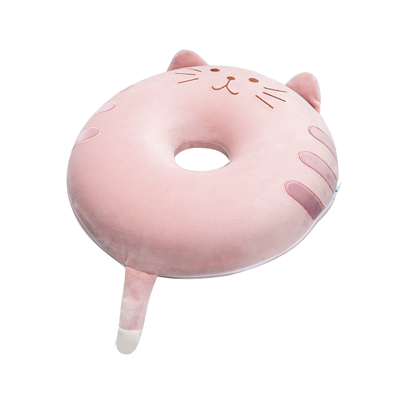 三极  TP1228 学生加厚圆形中空座垫   直径40cm 动物型 粉色猫咪