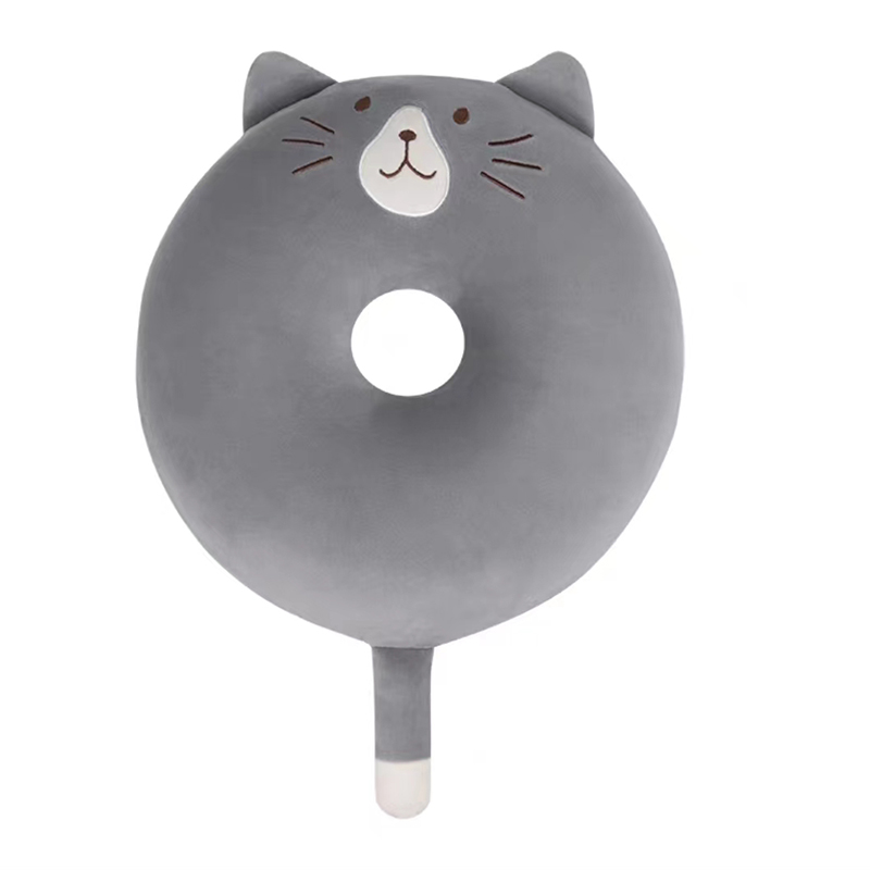 三极  TP1228 学生加厚圆形中空座垫   直径40cm 动物型 灰色猫咪