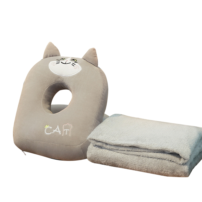 三极 TP1271  办公室午休枕趴睡枕头   25*30cm 猫咪+法兰绒毯100*150cm
