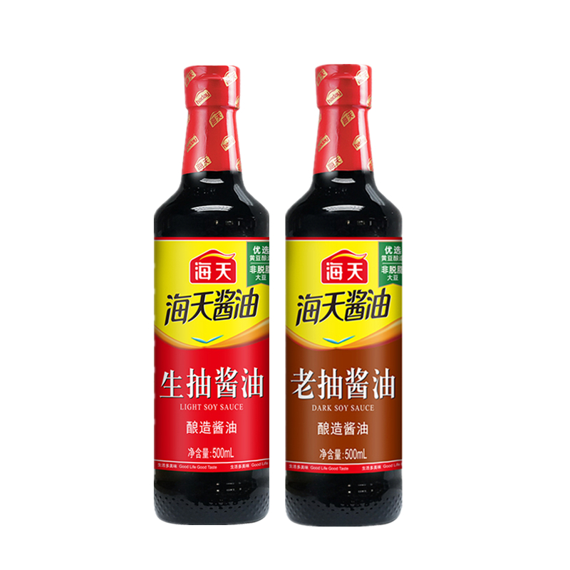 海天厨房调味组合装（生抽酱油500ml+老抽酱油500ml）（中华老字号） 混色