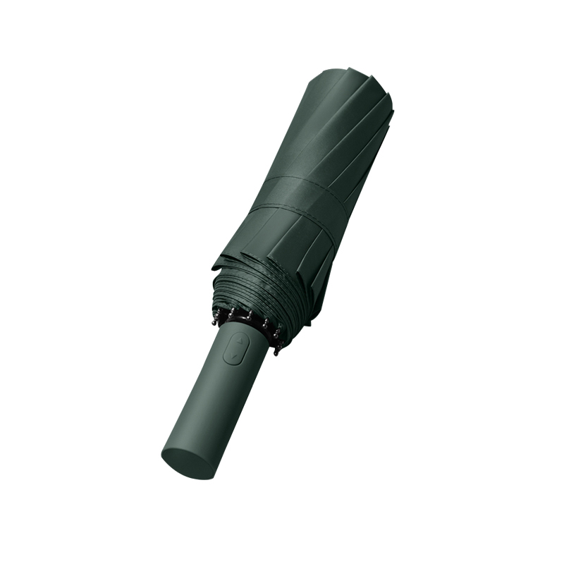 三极 TP7033 大号十二骨双层黑胶晴雨两用三折伞 暗夜绿 黑胶