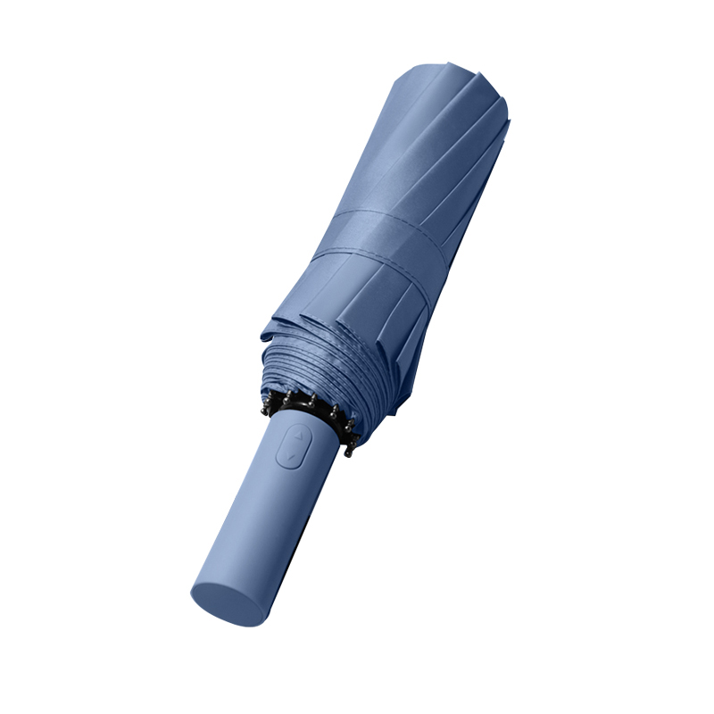 三极 TP7033 大号十二骨双层黑胶晴雨两用三折伞 雾霾蓝 黑胶