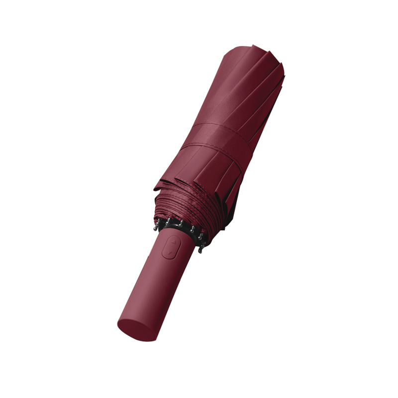 三极 TP7033 大号十二骨双层黑胶晴雨两用三折伞 酒红色 碰击布