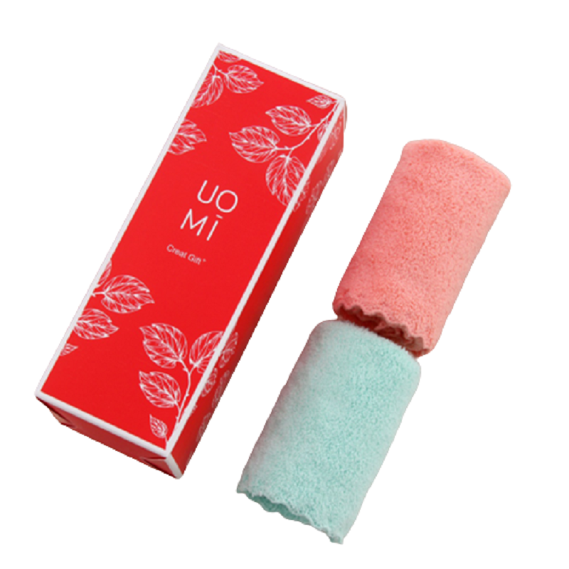 UOMI 优享-55 30*30cm 25g 精梳绒方巾双条装礼盒 套 粉色、绿色、紫色、白色、蓝色