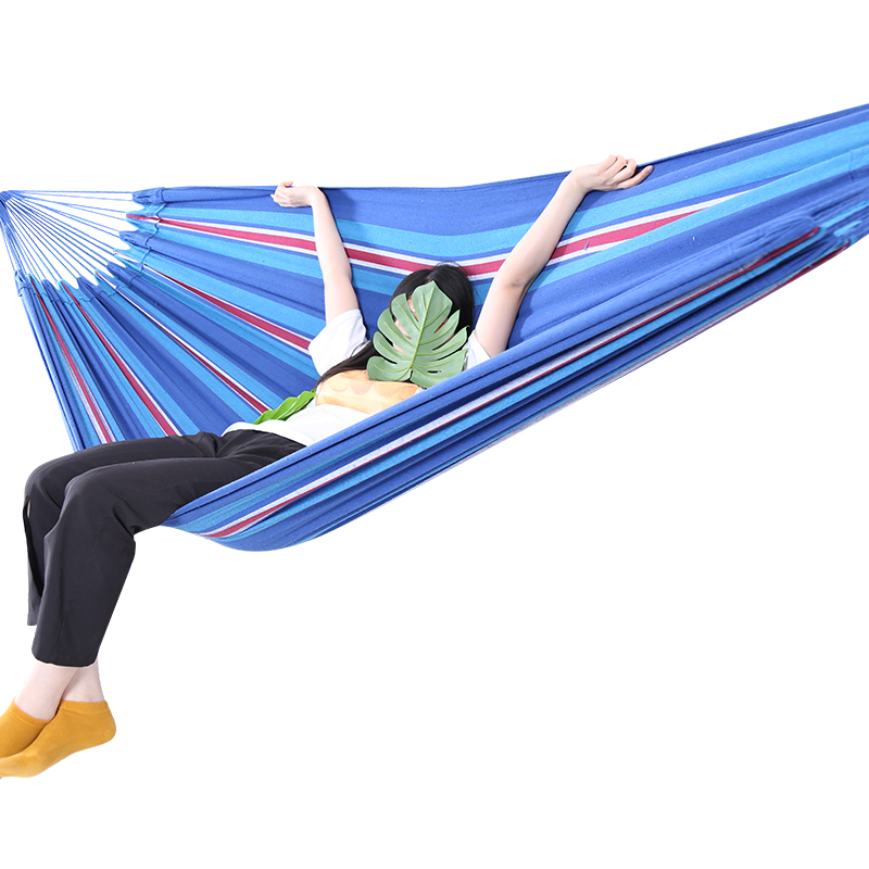 三极 TP1106  户外室内帆布棉双人吊床  200*160 个 彩蓝条纹