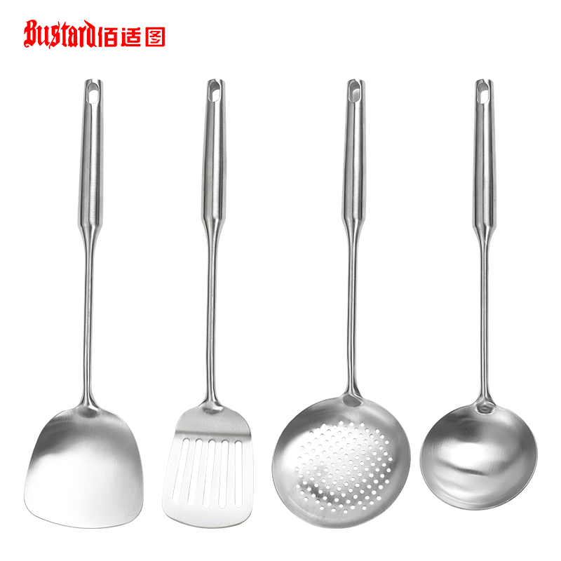 佰适图 Bustard 厨具四件套 SM-CF8278-4 组件：锅铲+漏勺+漏铲+汤勺 不锈钢色