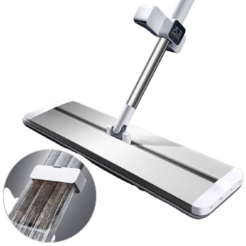 大卫免手洗平板拖把木地板懒人墩布一体化设计魔术自帖配布网红拖地神器P10（单位：个） 白色