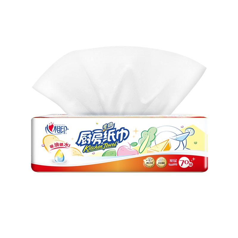 心相印（Mind Act Upon Mind）印无印花厨房纸巾70抽*12包KDT170(单位：箱） 白色 2.38