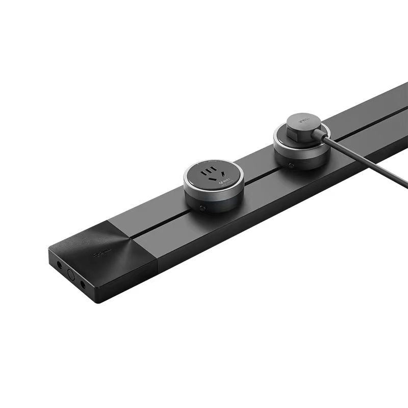 公牛（BULL）轨道插座 可移动墙壁插座 多功能插座壁挂式明装500mm+3个五孔插座 黑色 明装 曜石黑