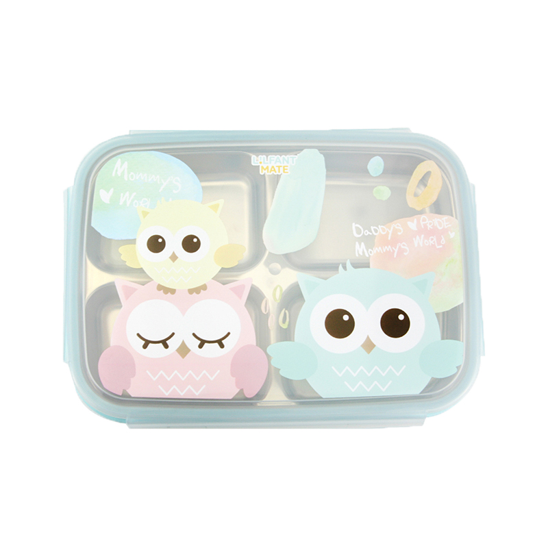 LILFANT利房魅特双扣不锈钢四格餐盘（薄荷绿）LF6699 绿色