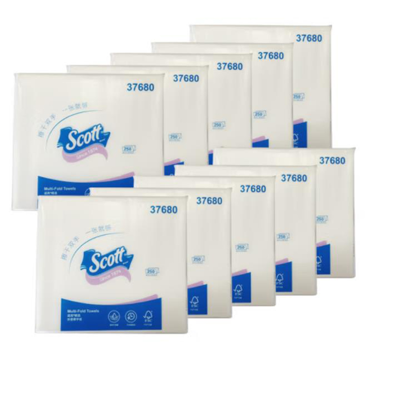 适高 双层折叠擦手纸 37680 250张/包 16包/箱 单位：箱 白色