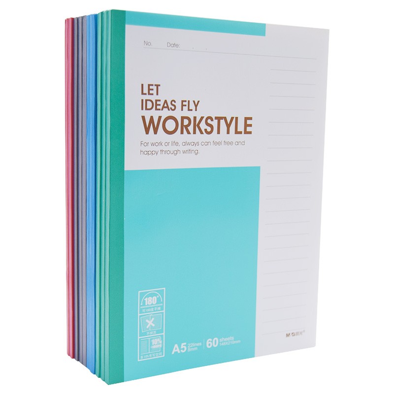 晨光（M&G） A5无线装订本60页商务软抄记事本 办公学习用学生笔记本单线本封面随机 APYJS411 10本装