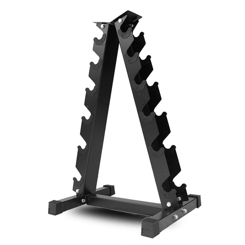 哑铃套装训练用家用健身房固定哑铃5KG10KG 练臂肌 A型架可装6对（单架子不含器材） 黑色