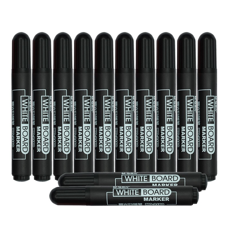 晨光(M&G)文具黑色可擦白板笔 单头办公会议笔 易擦笔 12支/盒MG2160 黑色