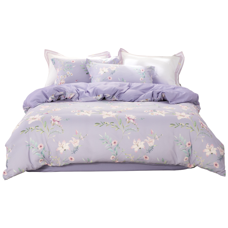 多喜爱-美眠康 摩卡绒四件套 云梦花都（单位：套） 紫色 203*229cm