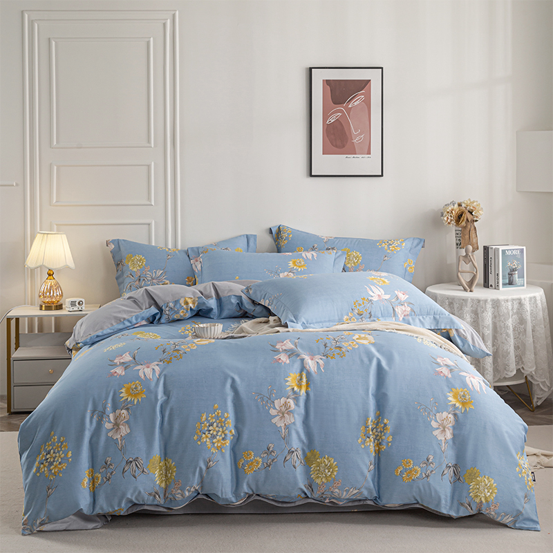 多喜爱-全棉简约四件套 莱茵春色 203*229cm 蓝色 203*229cm