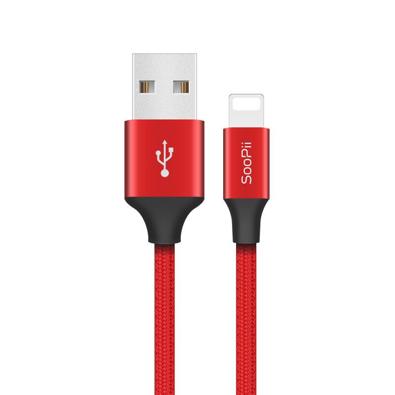SOOPii首佩/尼龙编织1200mm苹果数据线S15A/条 红色