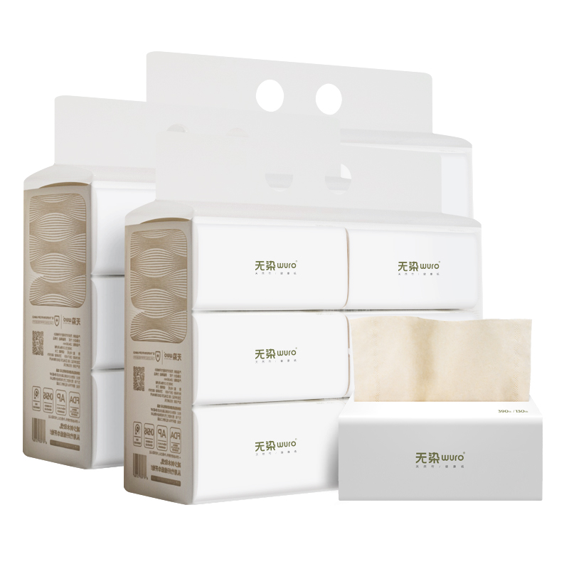 无染（WURO） 竹浆纸 3层130抽*18包 抽纸 白色（单位：箱）