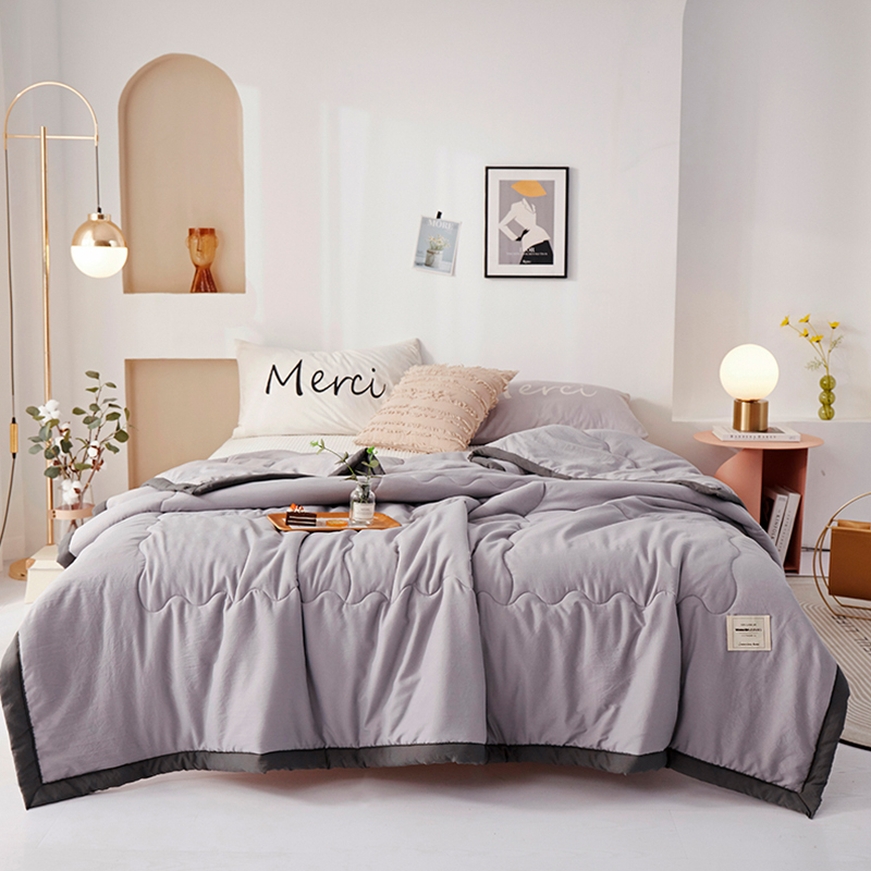 罗曼罗兰日系水洗棉夏被 150*200cm床 浅银灰