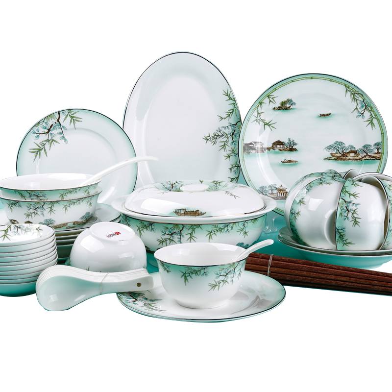 爱依瑞斯ARIS  56头陶瓷餐具组合  西湖盛宴 AS-D5602H  