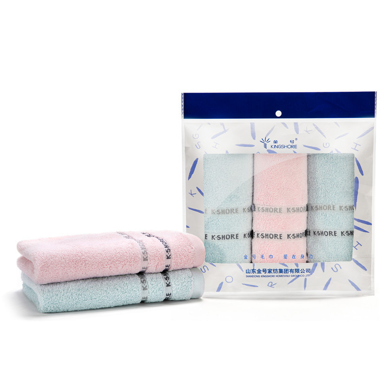 金号（KING SHORE）三条毛巾袋装 HY1678 60*30cm（单位：袋） 粉蓝混色