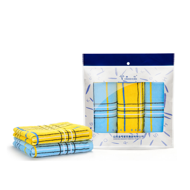 金号（KING SHORE）三条毛巾巾选袋装 HY1169 纯棉 70*34cm（单位：袋） 黄蓝混色