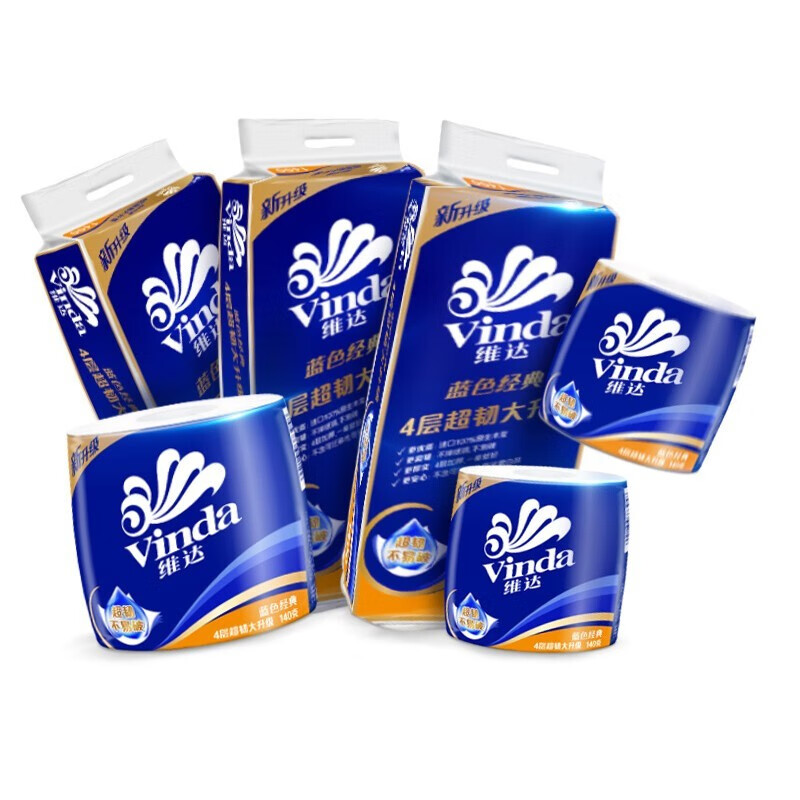 维达 卷纸蓝色经典30卷*4层140克V4069-30E （单位：提）白色