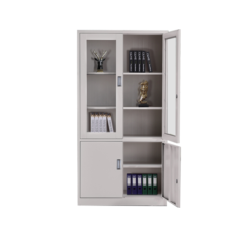 悦山 文件柜钢柜铁皮柜资料柜玻璃门储物柜 大器械柜 常规款 灰白色