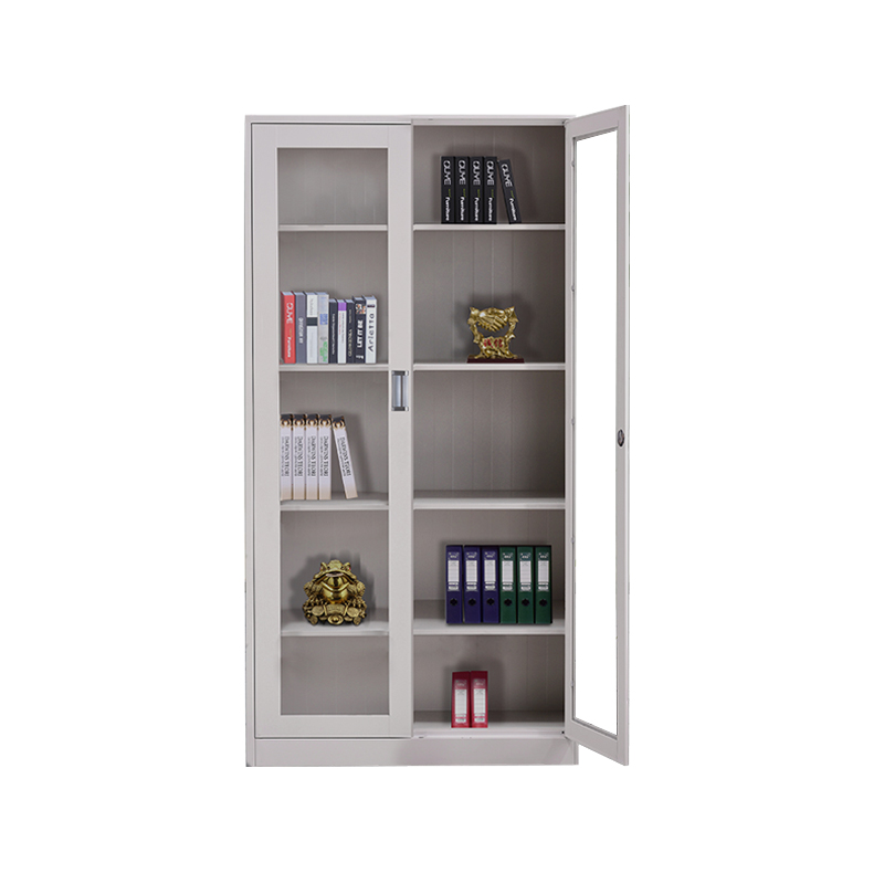 悦山 文件柜钢柜铁皮柜资料柜玻璃门储物柜 通玻文件柜 常规款 灰白色