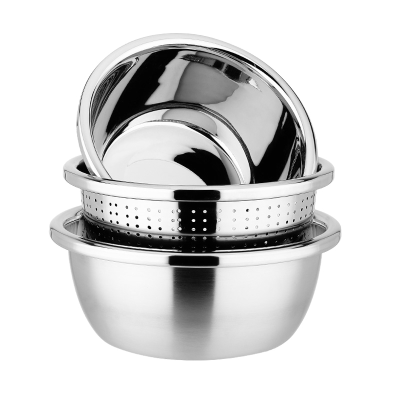 易铂西米铂三件套盆YP-8045奥氏体不锈钢22cm+24cm+26cm （单位：套） 不锈钢色