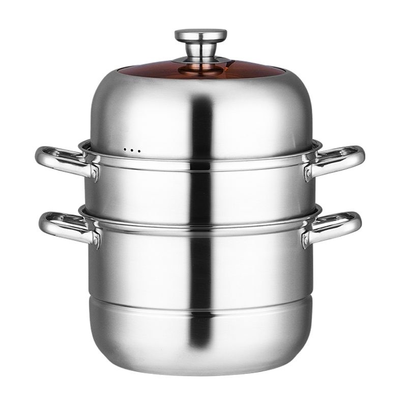 易铂威莱蒸锅YP-9042三层28cm奥氏体不锈钢（单位：套） 不锈钢色