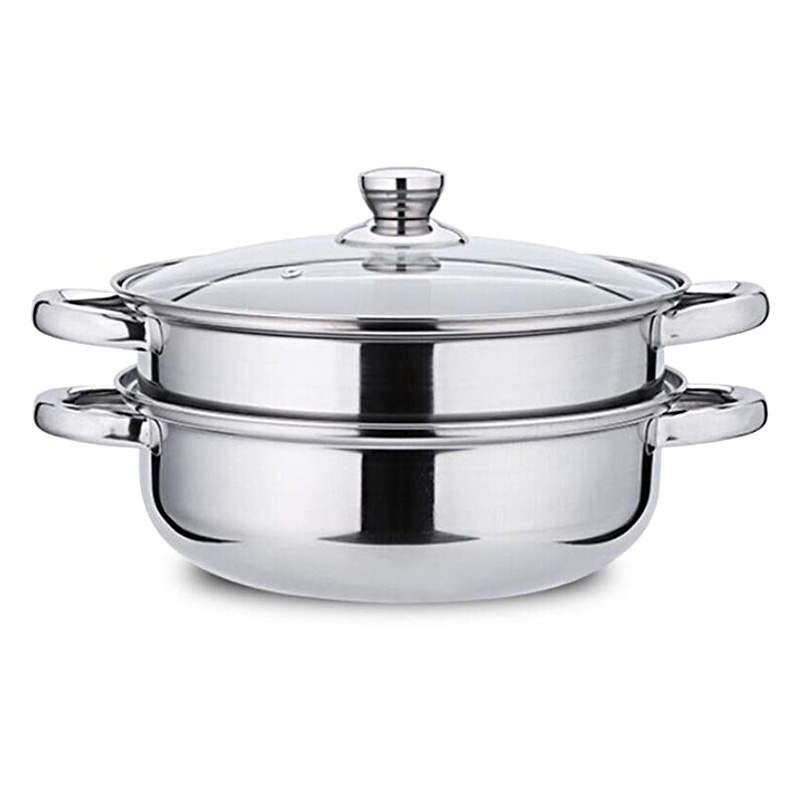易铂多尼亚汤蒸锅YP-8037厚款四耳28cm上蒸下煮（单位：套） 不锈钢色