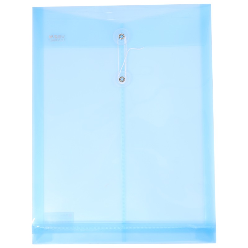 晨光(M&G)ADM94518文具12个A4/3cm透明缠绳文件袋 绑带式档案袋 票据收纳资料袋 12个 白色/蓝色