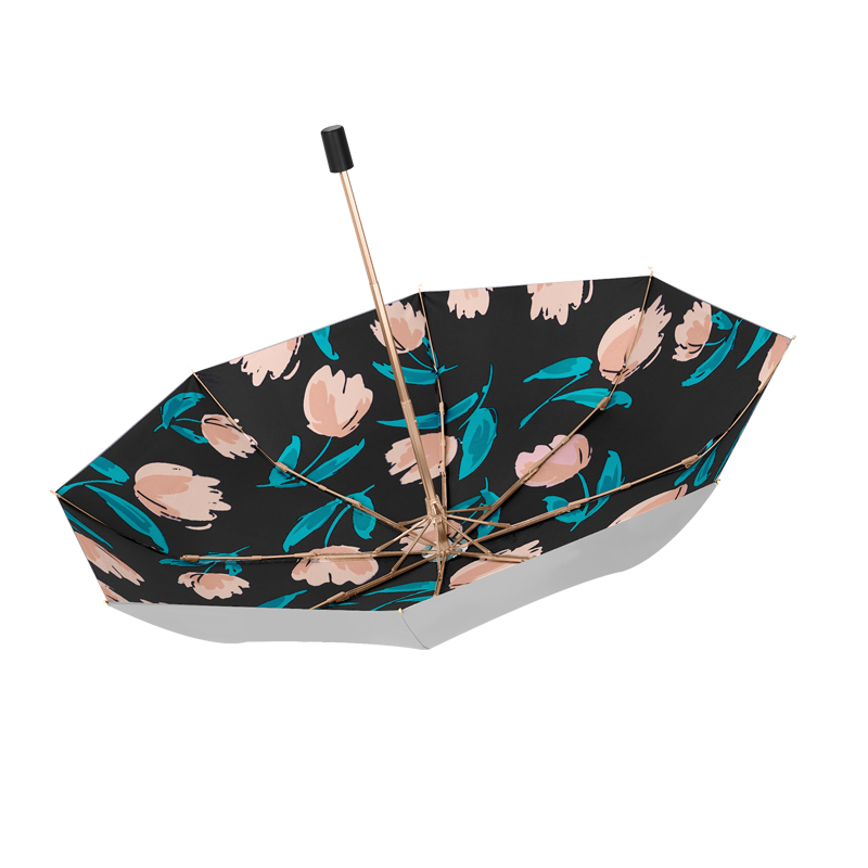 美度三折银胶防晒防紫外线晴雨伞M3108   55cm*8K/把 郁金香黑