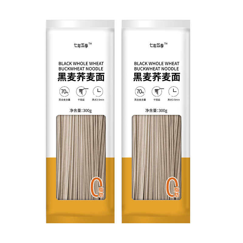 七年五季荞麦面无糖精0脂肪低黑麦面条全麦粗粮芥麦挂面主食干粮【4袋装 圆面】 无色