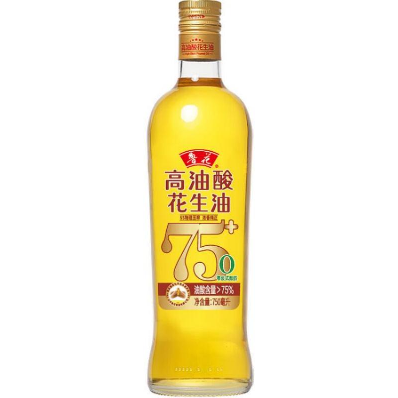 鲁花 油酸含量大于75%，烟点高，油烟少，用量省。 花生油 750ml 香槟黄（单位：瓶）