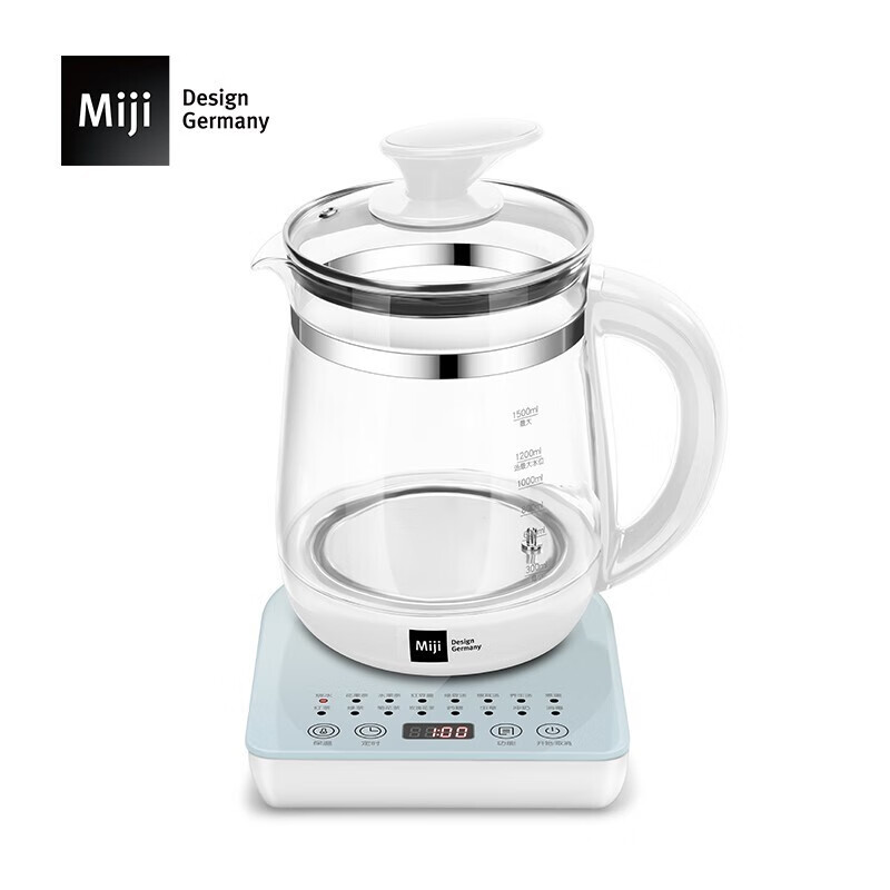 Miji Design Germany养生壶家用电热水壶玻璃煮茶壶1.5升智能触控面板 HP-04 白色