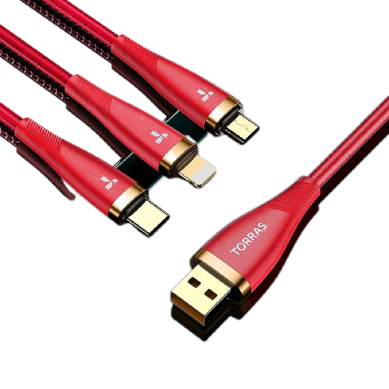 图拉斯随芯三合一快充数据线  单位：根 红色