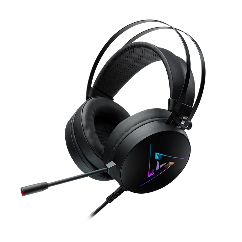 雷柏VH350头戴式背光电脑游戏耳机 虚拟7.1声道USB口带麦线控 个 黑色