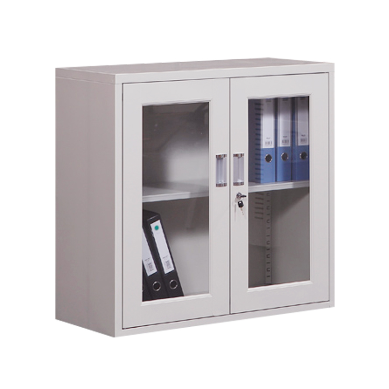 悦山 文件柜铁皮柜钢制 通玻矮柜 常规款850*390*850mm*1台 灰白色