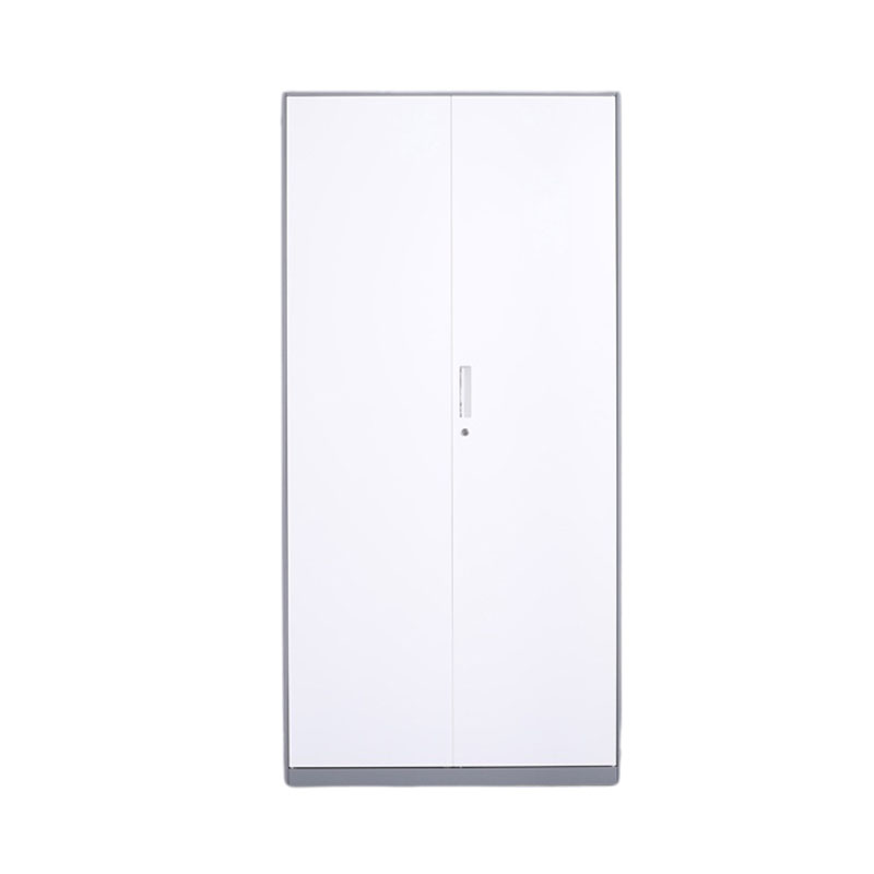 悦山 钢制铁皮柜带锁资料柜储物柜灰框白门对开文件柜900*400*1850mm*1台 灰+白