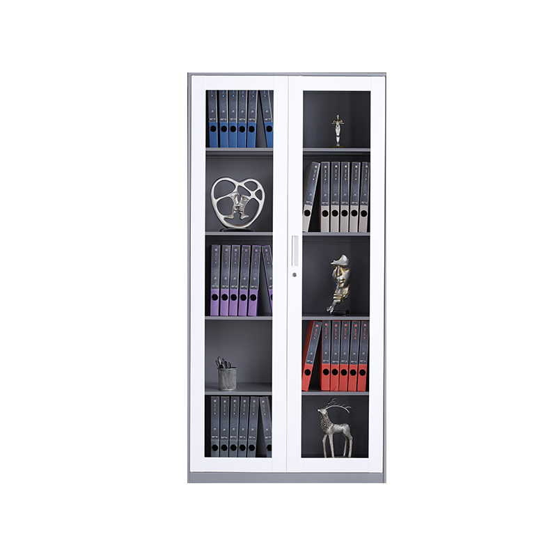 悦山 通体玻璃柜文件柜铁皮柜钢制办公柜档案柜900*400*1850*1台 灰+白