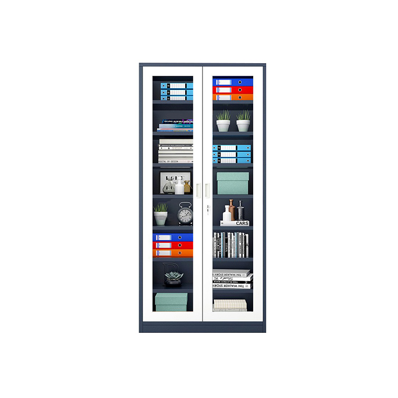 悦山 加厚款文件柜灰框白门 通玻七层凭证柜 通玻七层凭证柜900*400*1850mm*1台 灰+白