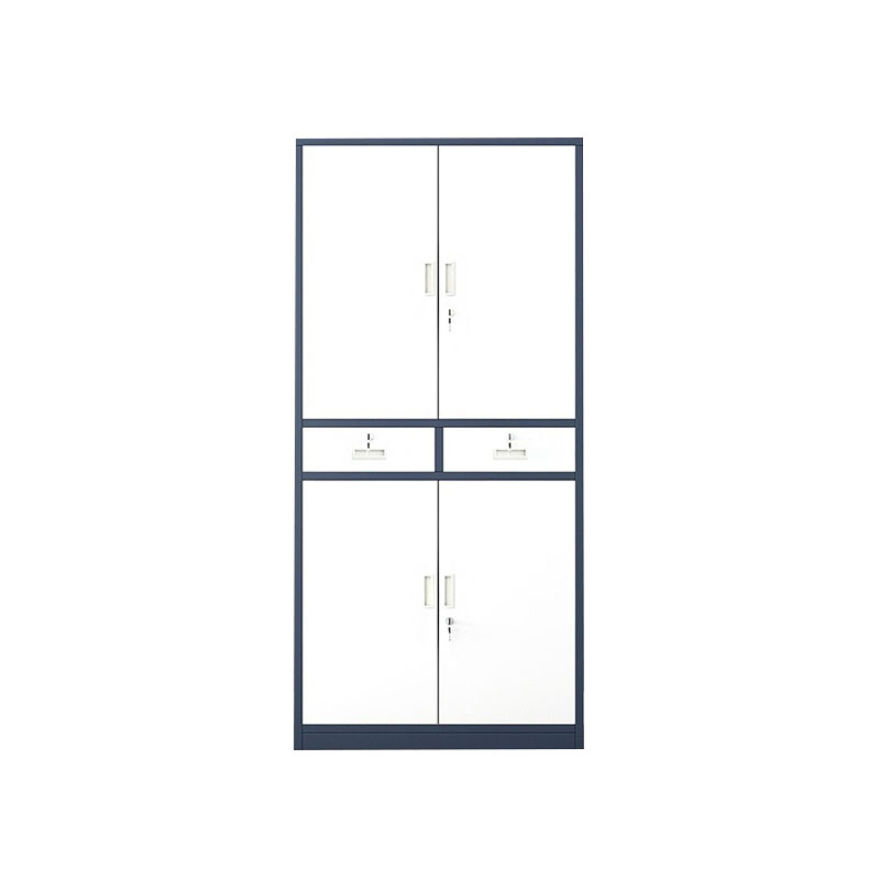 悦山 加厚款文件柜钢制铁皮柜带锁资料柜子 铁二斗柜 灰+白