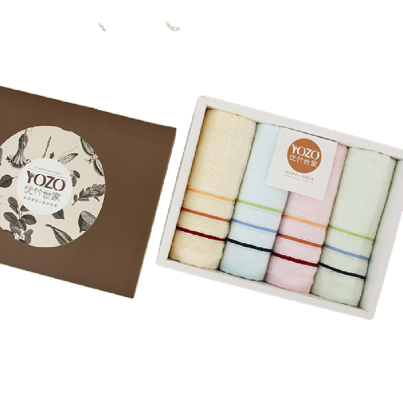 优竹世家竹 浪潮青春-4  30*60cm 70g 竹纤维毛巾4条装礼盒 套 图片色