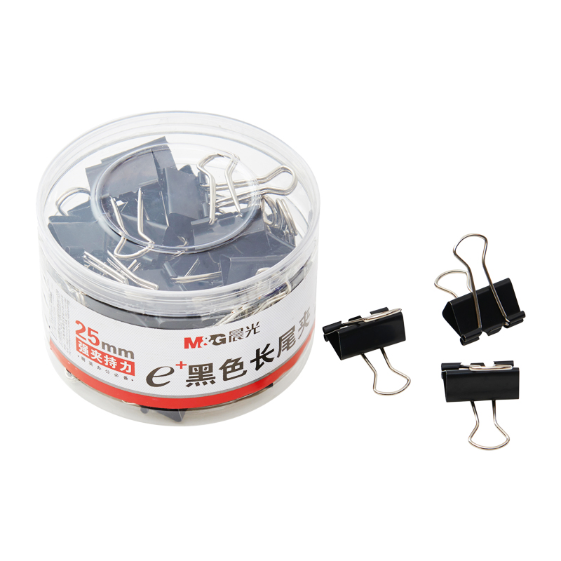 晨光(M&G)文具4#25mm 48只/罐 黑色长尾夹  ABS92735单位：罐 黑色