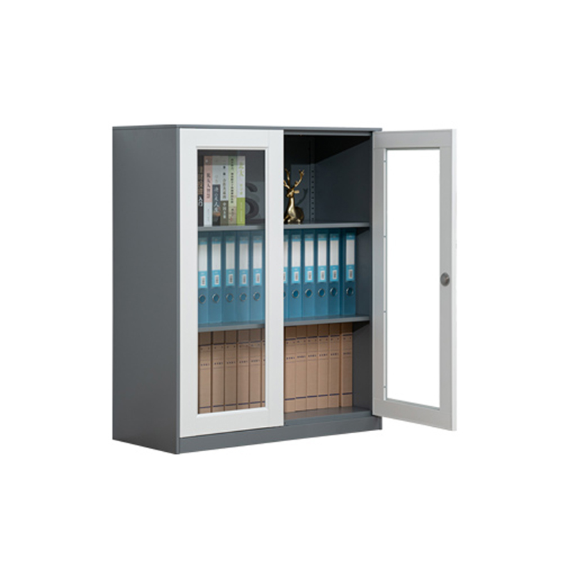 悦山钢制文件柜 玻璃门1090矮柜900*400*1090*1台 浅灰+白