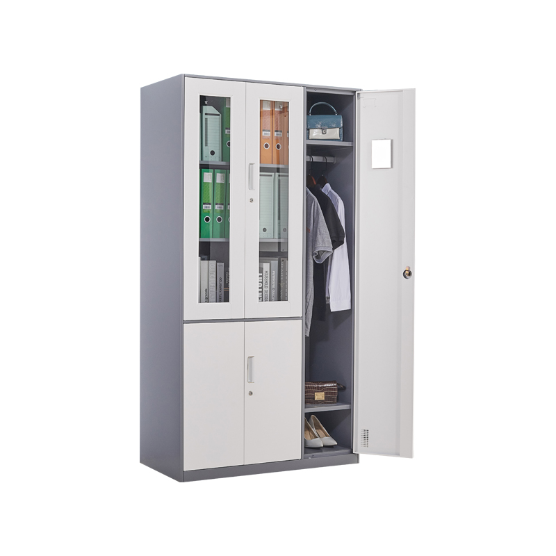 悦山文件柜 五门柜970*500*1850mm*1台 浅灰+白